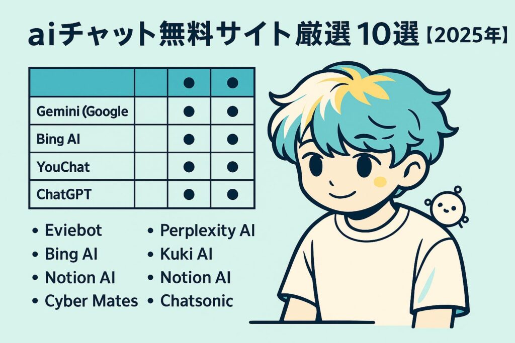 aiチャット無料サイト厳選10選【2025年最新】
