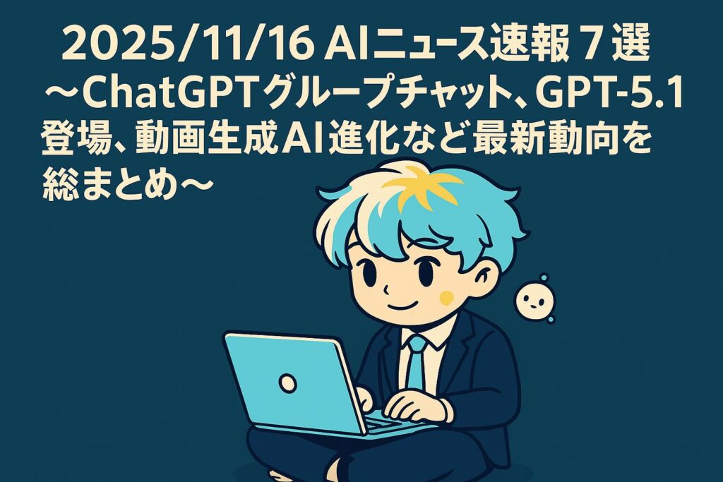 2025/11/16 AIニュース速報7選～ChatGPTグループチャット、GPT-5.1登場、動画生成AI進化など最新動向を総まとめ～