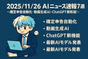 2025/11/26 AIニュース速報7選～確定申告自動化・動画生成AI・ChatGPT新機能・最新AIモデル発表など～