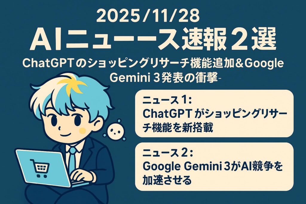 2025/11/28 AIニュース速報2選～ChatGPTのショッピングリサーチ機能追加＆Google Gemini 3発表の衝撃～