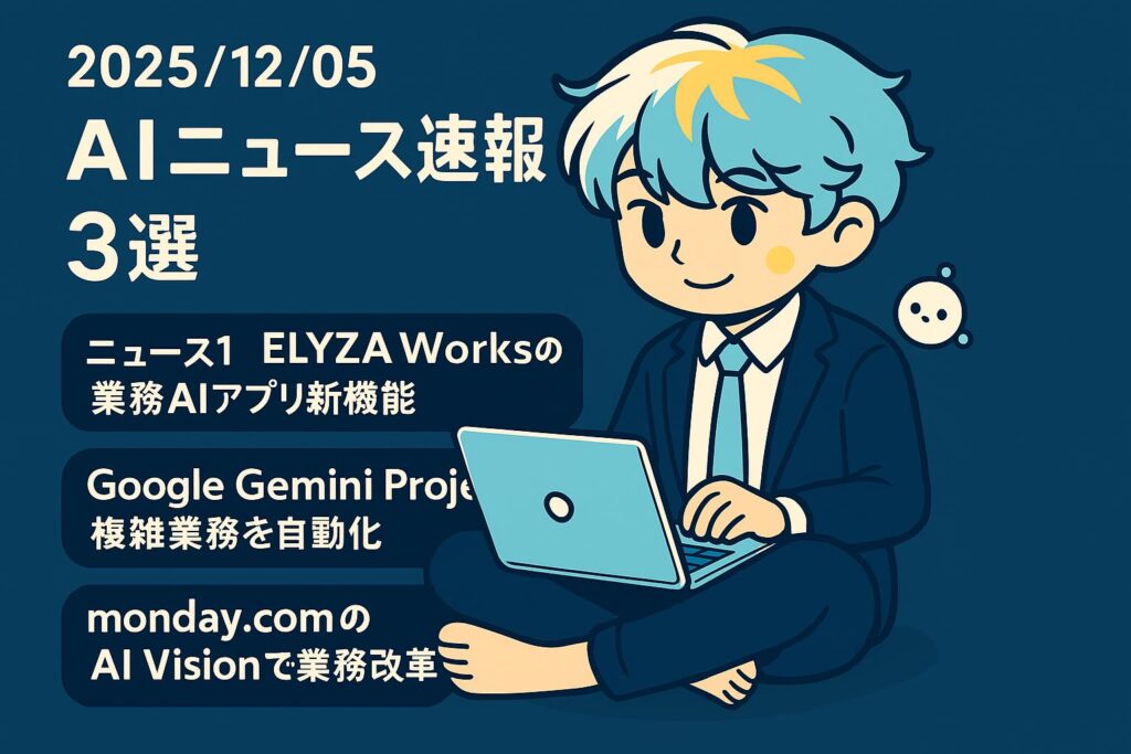 2025/12/05 AIニュース速報3選～ELYZA Worksの業務AIアプリ新機能、Google Gemini Projects、monday.comのAI Vision発表～