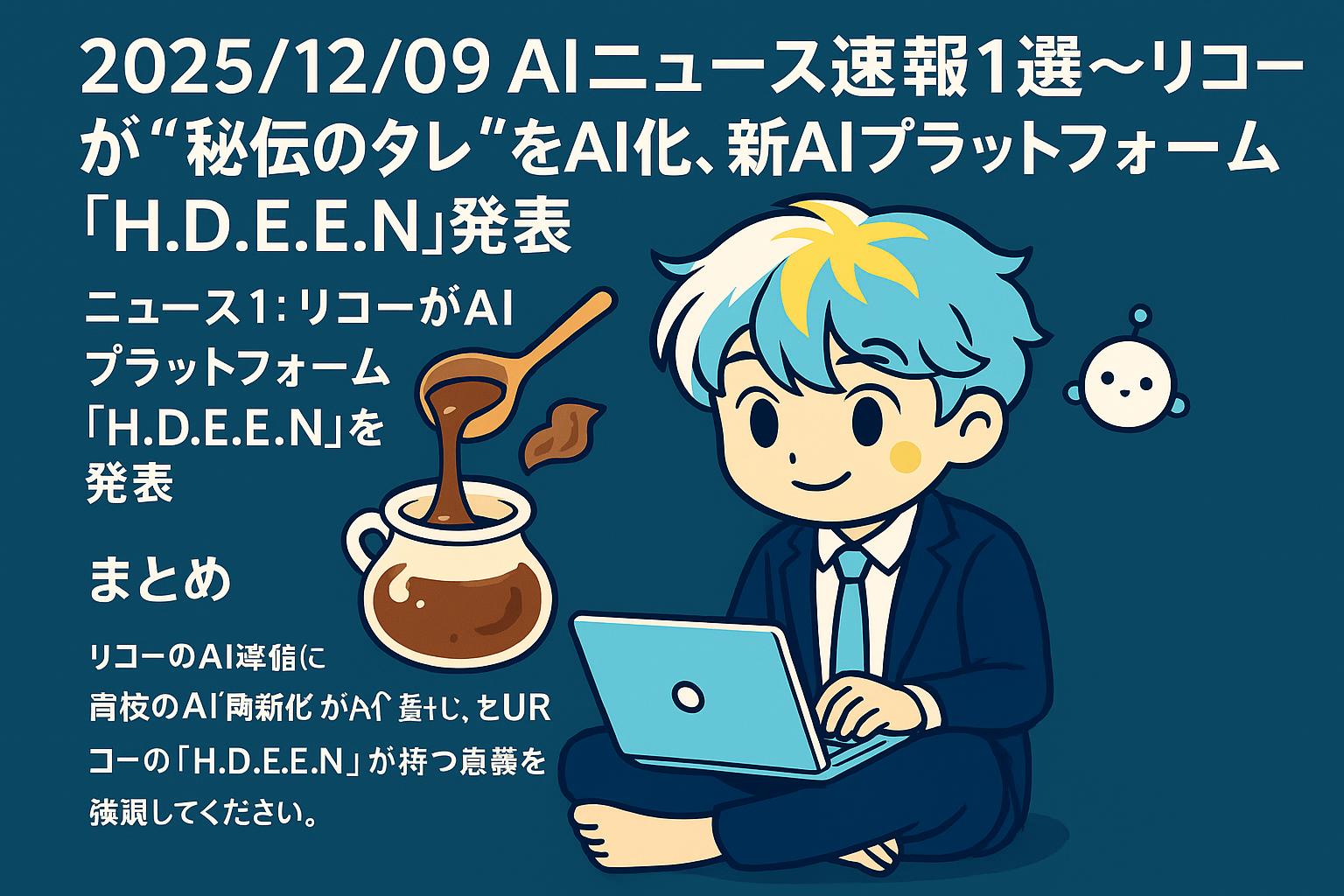 2025/12/09 AIニュース速報1選~リコーが“秘伝のタレ”をAI化、新AIプラットフォーム「H.D.E.E.N」発表~