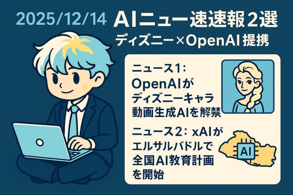 2025/12/14 AIニュース速報2選～ディズニー×OpenAI提携、エルサルバドルAI教育計画～