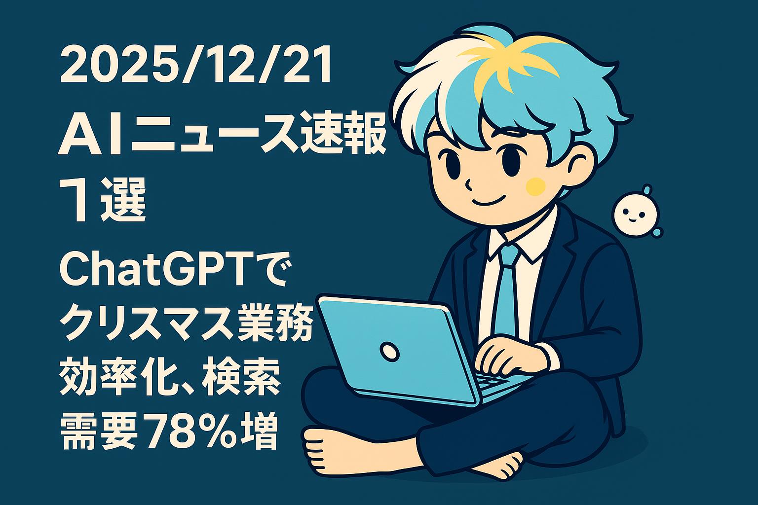 2025/12/21 AIニュース速報1選～ChatGPTでクリスマス業務効率化、検索需要78%増～
