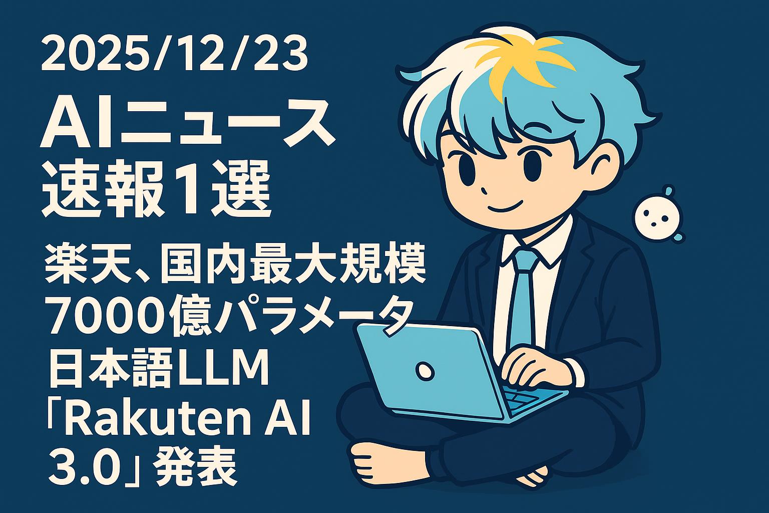 2025/12/23 AIニュース速報1選～楽天、国内最大規模7000億パラメータ日本語LLM「Rakuten AI 3.0」発表～