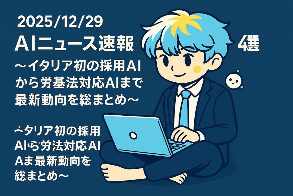 2025/12/29 AIニュース速報4選～イタリア初の採用AIから労基法対応AIまで最新動向を総まとめ～